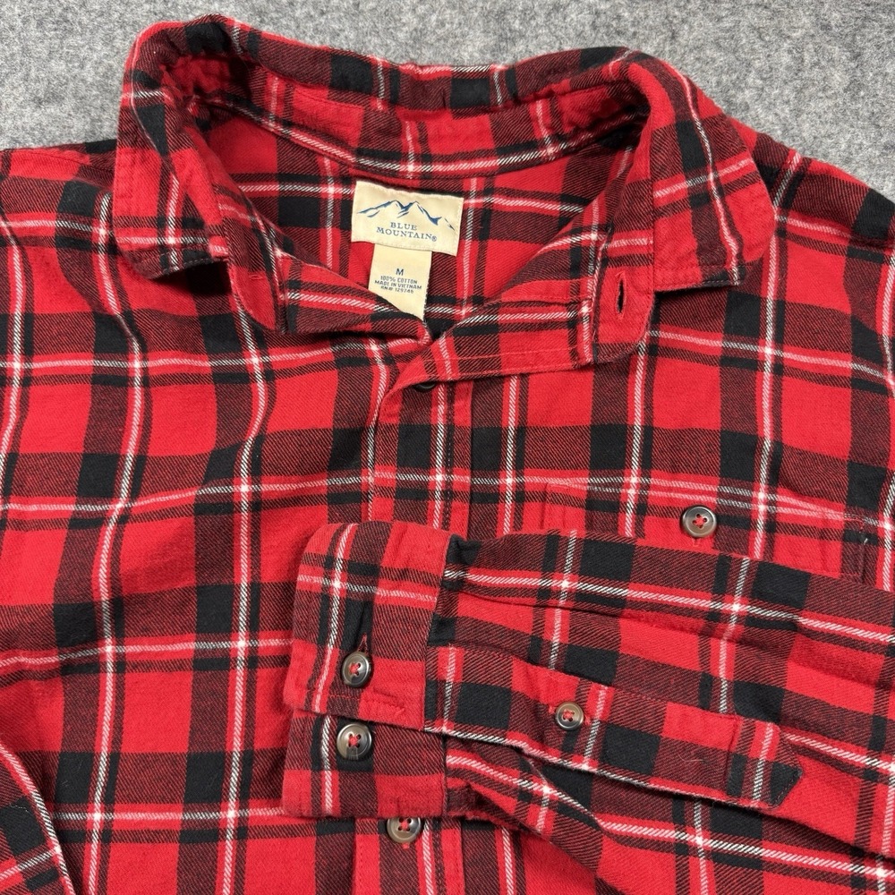 Blue Mountain‎ Flannel Shirt Men's M Red Black Plaid Long Sleeve Lumberjack Fall